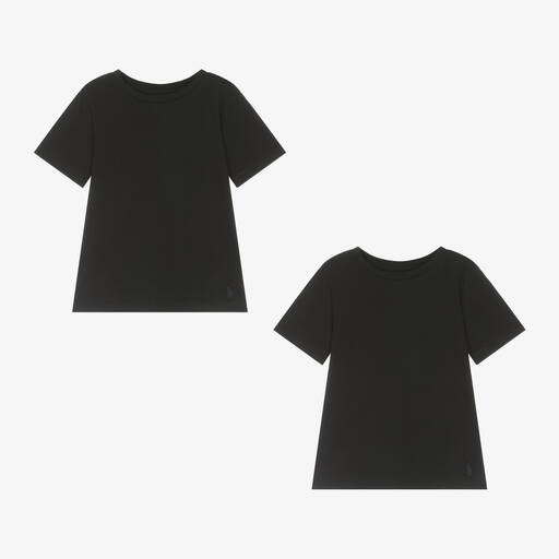 Ralph Lauren-Boys Black Cotton T-Shirts (2 Pack) | Childrensalon