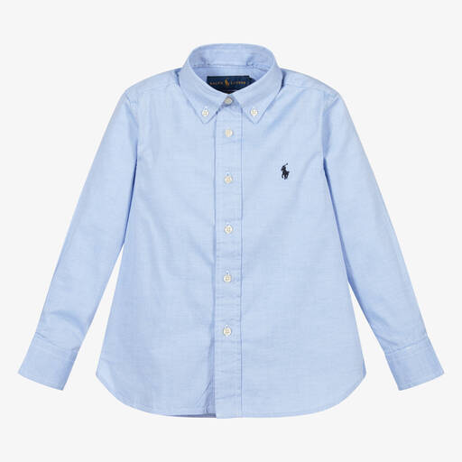 Polo Ralph Lauren-قميص قطن لون أزرق للأولاد | Childrensalon