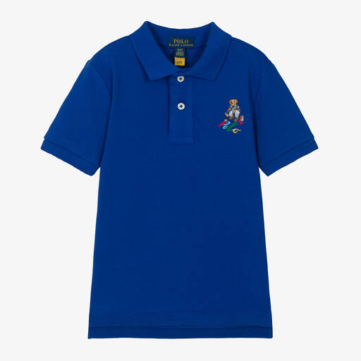 Ralph Lauren-Polo bleu en coton garçon | Childrensalon