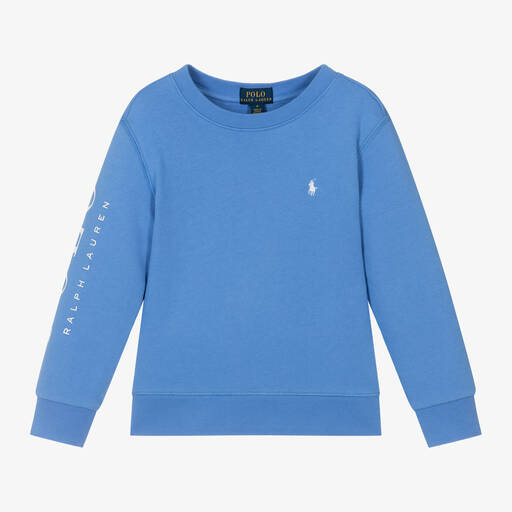 Ralph Lauren-Boys Blue Cotton Polo Sweatshirt | Childrensalon