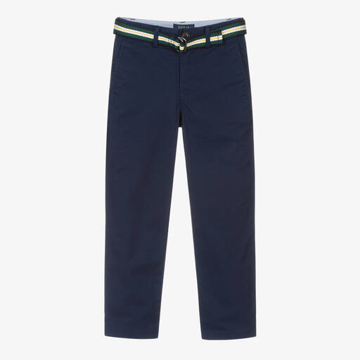 Ralph Lauren-Boys Blue Cotton Twill Chino Trousers | Childrensalon