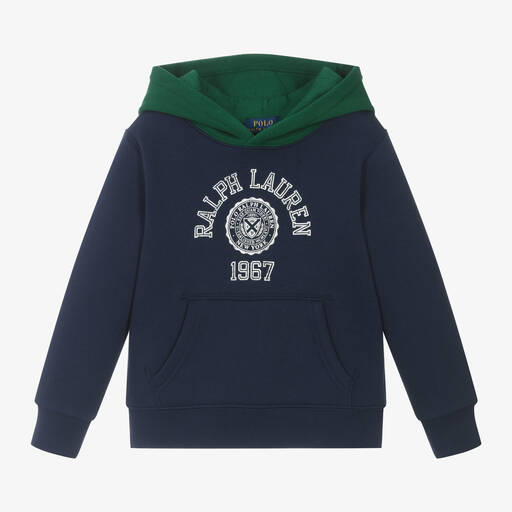 Ralph Lauren-Boys Blue Cotton Varsity 1967 Hoodie | Childrensalon