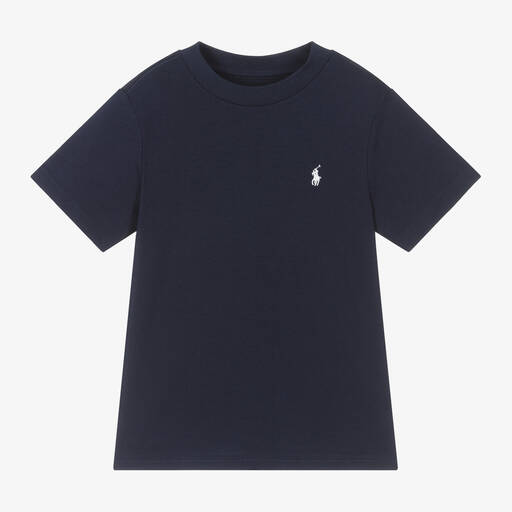 Ralph Lauren-Boys Blue Embroidered Pony T-Shirt | Childrensalon