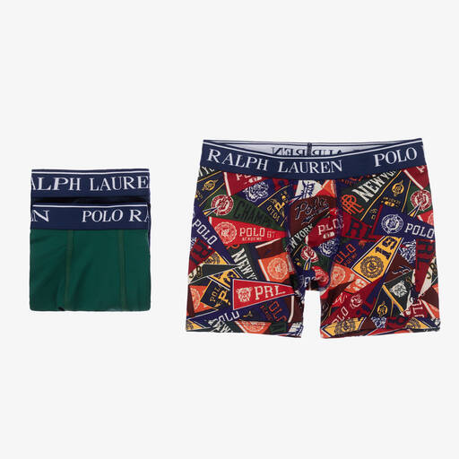 Polo Ralph Lauren-Boys Blue & Green Boxer Shorts (3 Pack) | Childrensalon