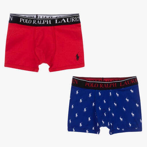 Polo Ralph Lauren-Boys Blue & Red Boxer Shorts (2 Pack) | Childrensalon