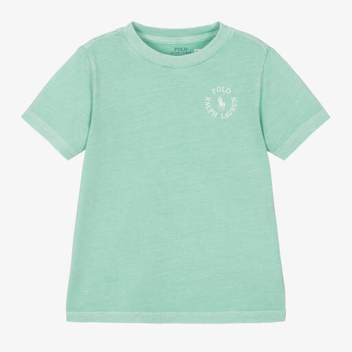 Ralph Lauren-Boys Green Cotton Jersey T-Shirt | Childrensalon
