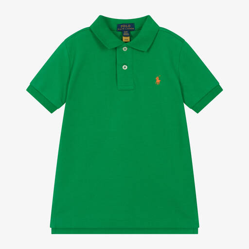 Ralph Lauren-Boys Green Cotton Polo Shirt | Childrensalon