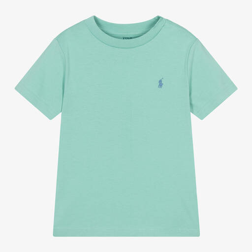 Ralph Lauren-Boys Green Cotton Pony Logo T-Shirt | Childrensalon