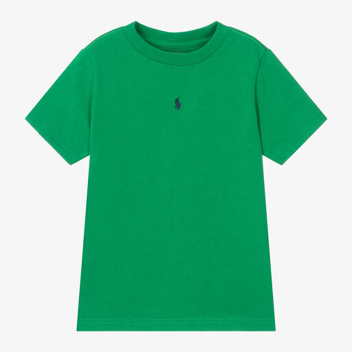 Ralph Lauren-Boys Green Cotton Pony T-Shirt | Childrensalon