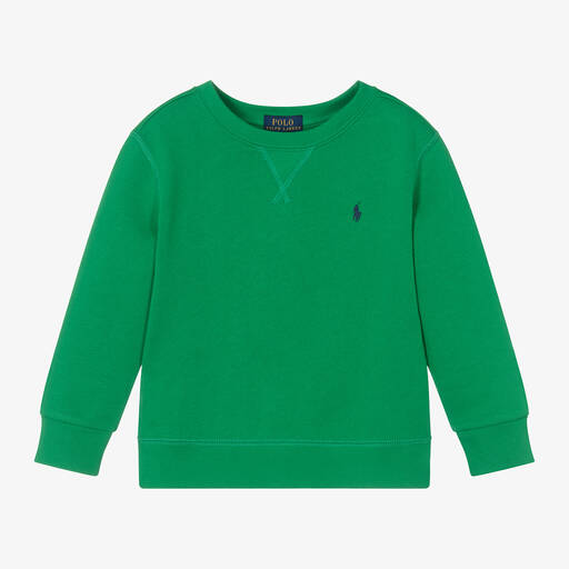 Ralph Lauren-Boys Green Cotton Sweatshirt | Childrensalon