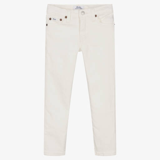 Ralph Lauren-Boys Ivory Slim Stretch Denim Jeans | Childrensalon