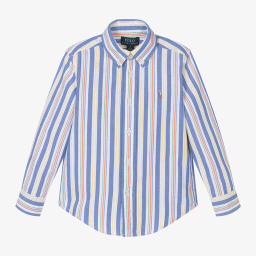 Ralph Lauren-قميص قطن أكسفورد مقلّم بطبعة ملونة للأولاد | Childrensalon