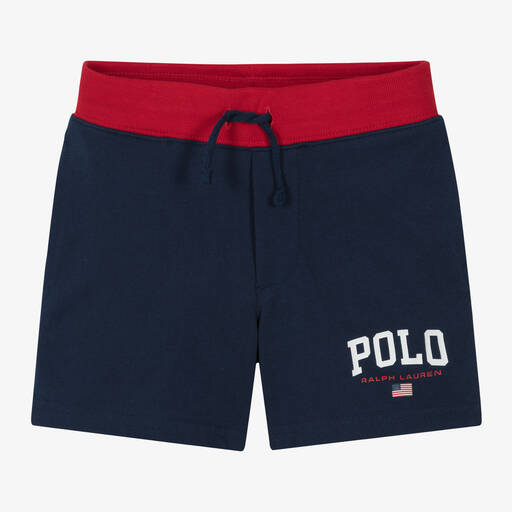 Ralph Lauren-Boys Navy Blue Cotton Polo Logo Shorts | Childrensalon