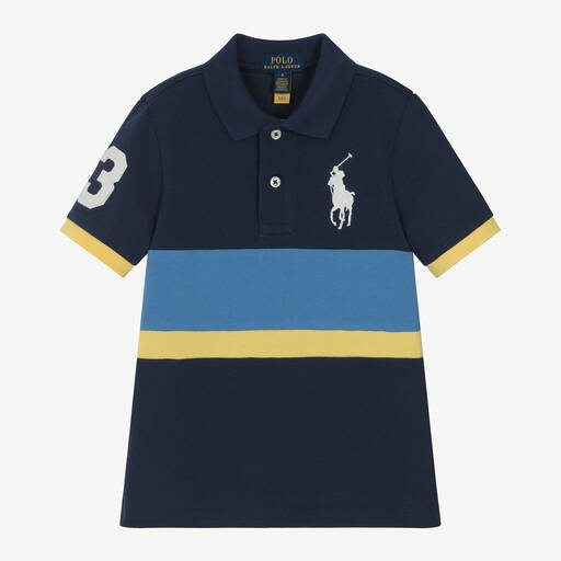 Ralph Lauren-Boys Navy Blue Cotton Polo Shirt | Childrensalon