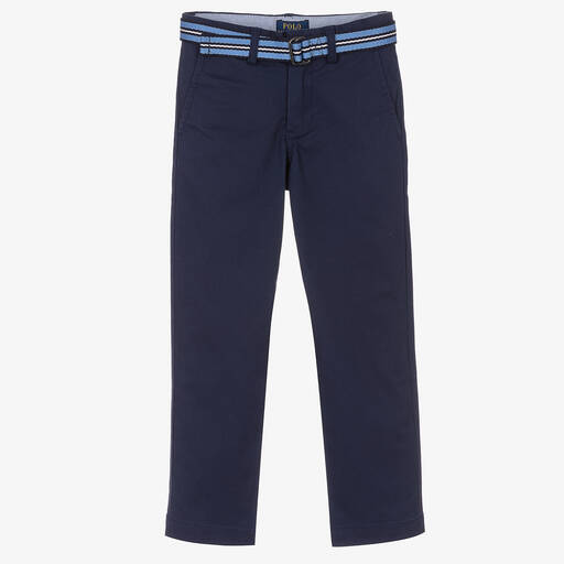 Polo Ralph Lauren-Boys Navy Blue Cotton Trousers | Childrensalon