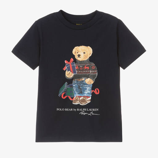 Ralph Lauren-T-shirt bleu marine Polo Bear | Childrensalon