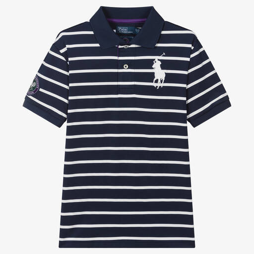 Polo Ralph Lauren-Boys Navy Blue & White Wimbledon Polo Shirt | Childrensalon