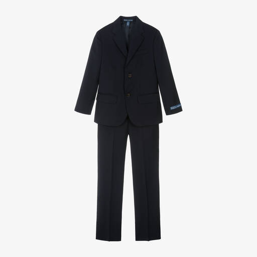 Ralph Lauren-Boys Navy Blue Wool Suit | Childrensalon