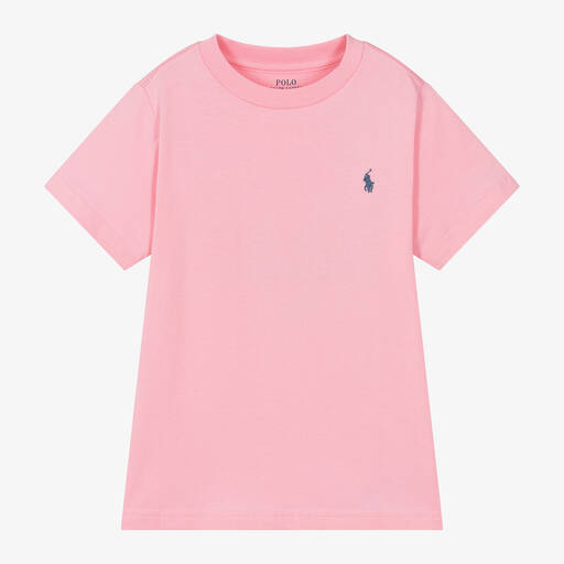 Ralph Lauren-Boys Pink Cotton Pony Logo T-Shirt | Childrensalon