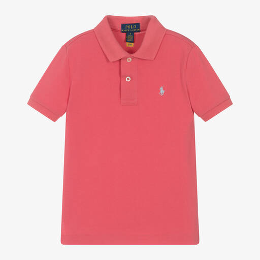 Ralph Lauren-Boys Red Cotton Piqué Polo Shirt | Childrensalon
