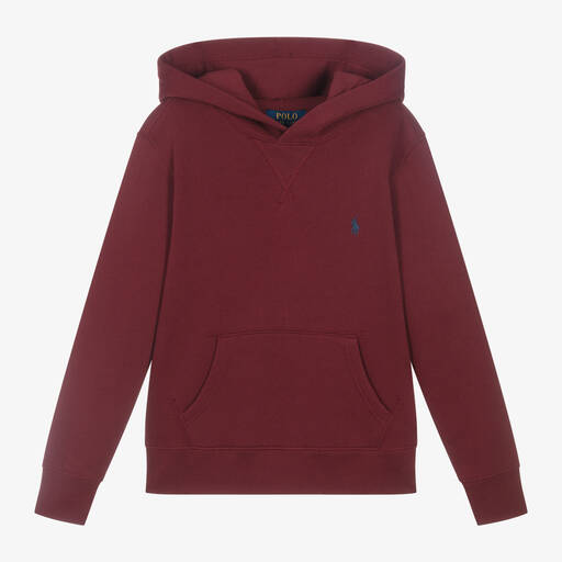 Ralph Lauren-Boys Red Cotton Pony Logo Hoodie | Childrensalon