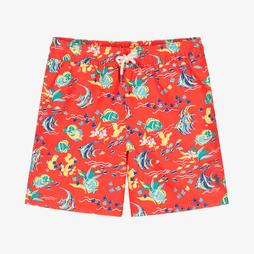 Ralph Lauren-Boys Red Ocean Swim Shorts | Childrensalon