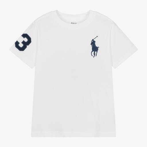 Ralph Lauren-Boys White Big Pony Cotton T-Shirt | Childrensalon
