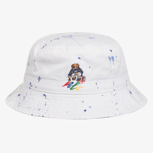 Ralph Lauren-Boys White Cotton Bucket Hat | Childrensalon