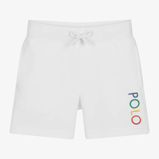 Ralph Lauren-Boys White Cotton Jersey Shorts | Childrensalon