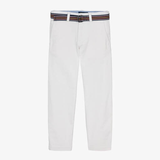Ralph Lauren-Boys White Cotton Twill Chino Trousers | Childrensalon