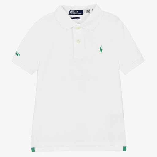Polo Ralph Lauren-Boys White Earth Logo Polo Shirt | Childrensalon