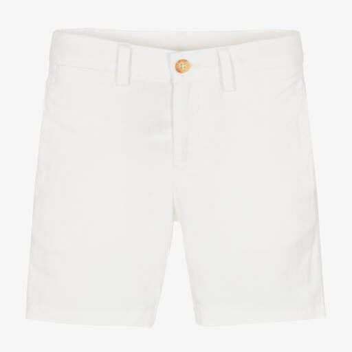 Ralph Lauren-Boys White Linen & Cotton Shorts | Childrensalon