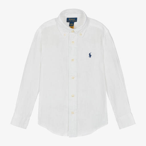 Ralph Lauren-Boys White Linen Shirt | Childrensalon