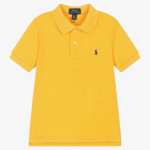 Ralph Lauren-Boys Yellow Cotton Polo Shirt | Childrensalon