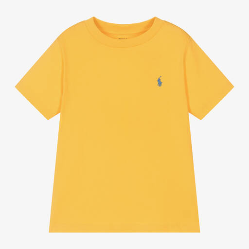 Ralph Lauren-Boys Yellow Cotton Pony Logo T-Shirt | Childrensalon