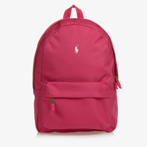 Ralph Lauren-Girls Fuchsia Pink Canvas Backpack (44cm) | Childrensalon