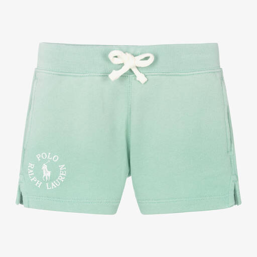 Ralph Lauren-Girls Green Cotton Shorts | Childrensalon