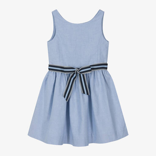 Ralph Lauren-Girls Light Blue Oxford Cotton Dress | Childrensalon