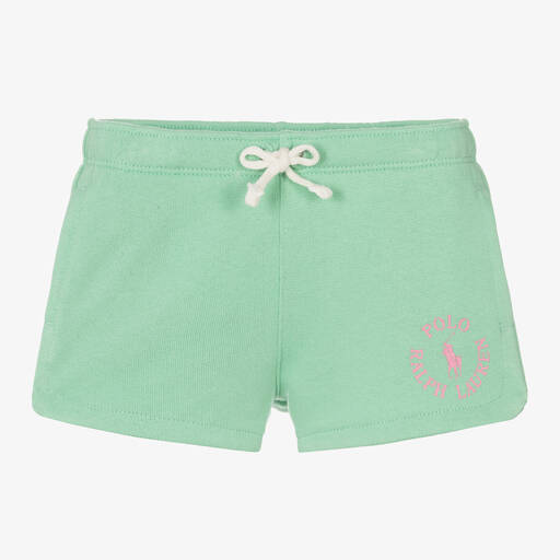 Ralph Lauren-Girls Pale Green Jersey Shorts | Childrensalon