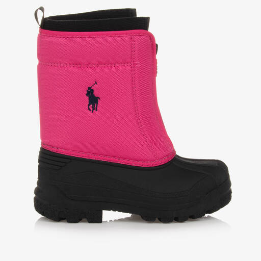 Ralph Lauren-Girls Pink & Black Snow Boots | Childrensalon