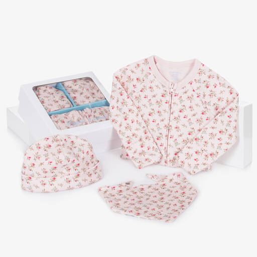 Ralph Lauren-Girls Pink Cotton Babygrow Gift Set | Childrensalon