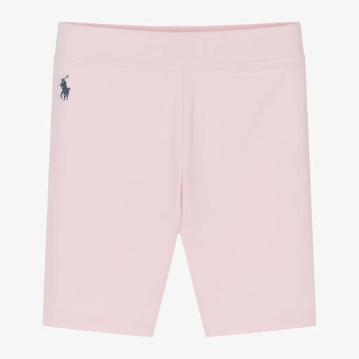 Ralph Lauren-Girls Pink Cotton Cycling Shorts | Childrensalon