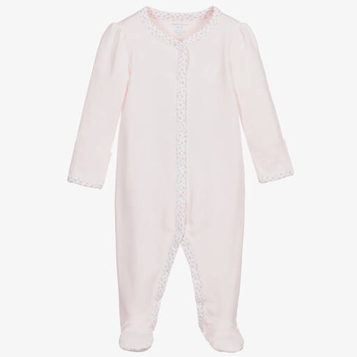 Ralph Lauren-Girls Pink Cotton Logo Babygrow | Childrensalon
