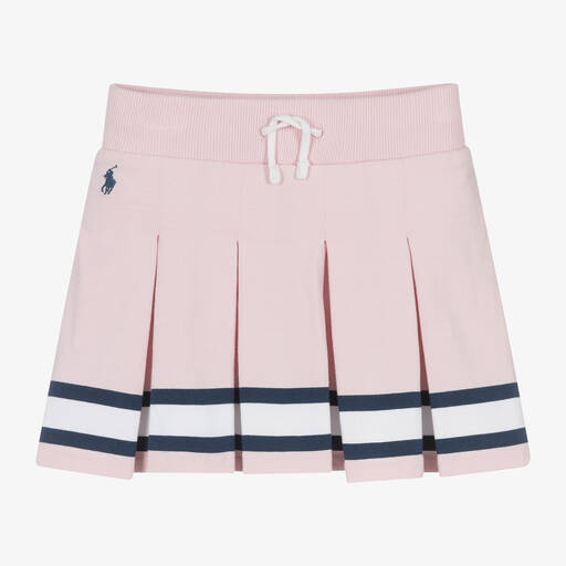 Ralph Lauren-Girls Pink Cotton Pleated Skort | Childrensalon