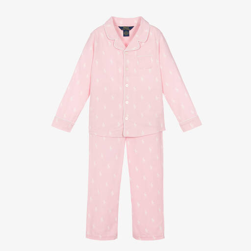 Ralph Lauren-Girls Pink Cotton Pyjamas | Childrensalon
