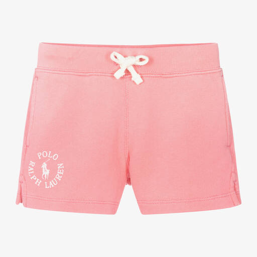 Ralph Lauren-Girls Pink Cotton Shorts | Childrensalon