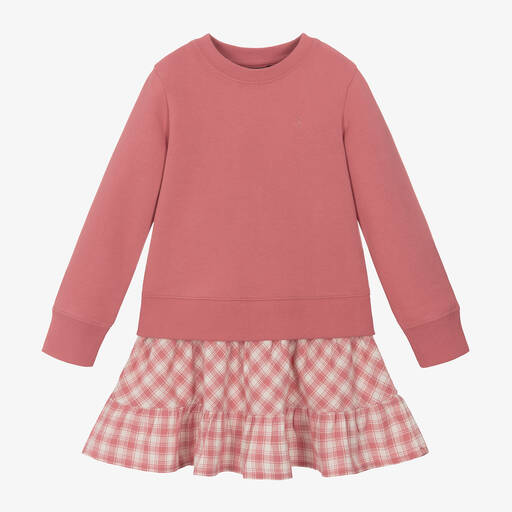 Ralph Lauren-Girls Pink Cotton Sweatshirt Dress | Childrensalon