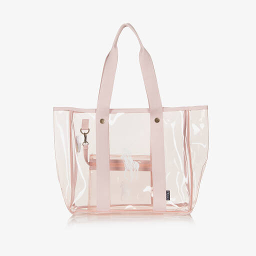 Ralph Lauren-Girls Pink Transparent Tote Bag (46cm) | Childrensalon