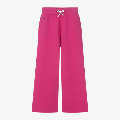 Ralph Lauren-Girls Pink Wide Leg Joggers | Childrensalon