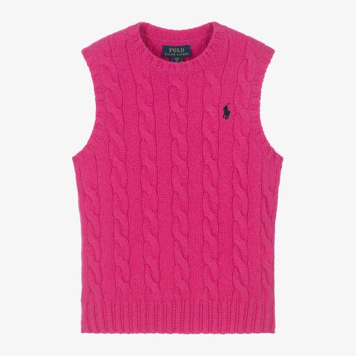 Ralph Lauren-Girls Pink Wool & Cashmere Slip-Over | Childrensalon